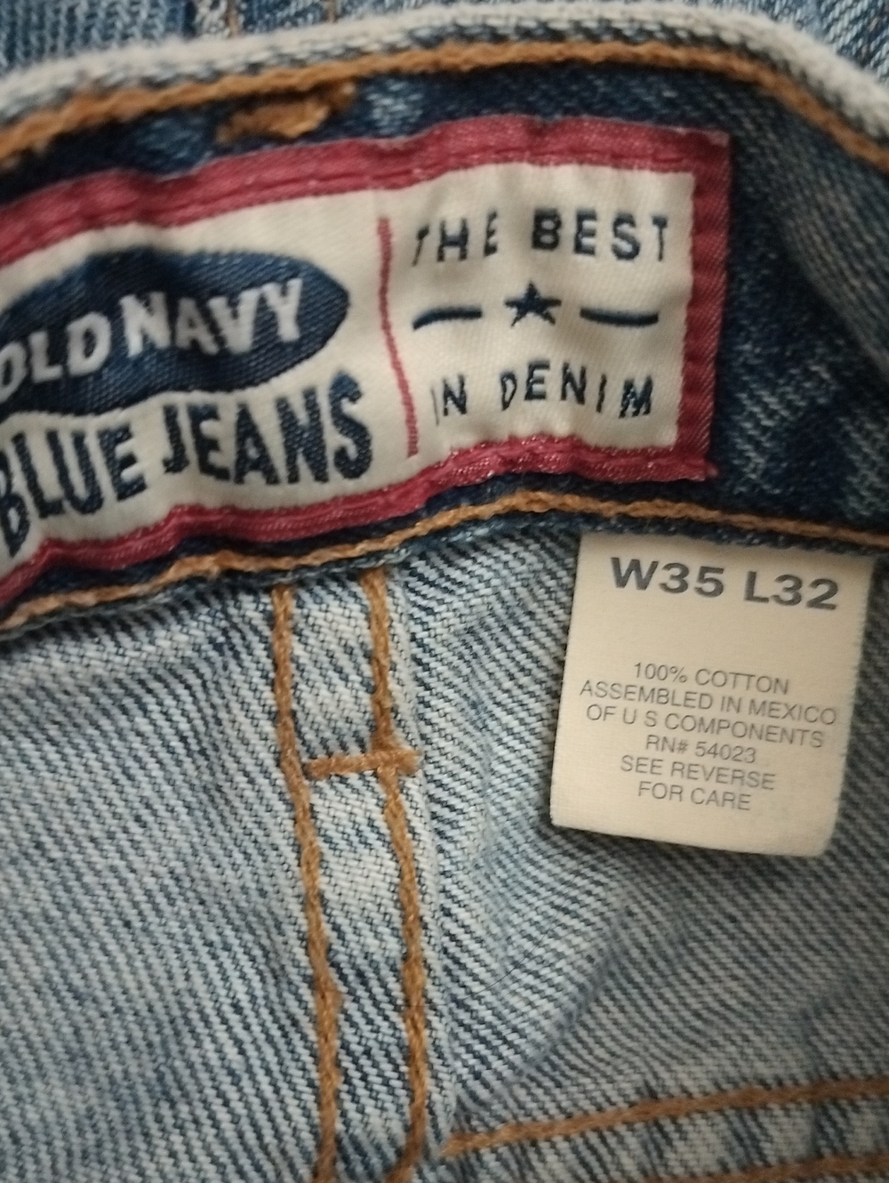 Men's VTG Old Navy Straight Leg Classic Denim Jeans 35x32, Light/Med Blue Wash - Picture 6 of 16